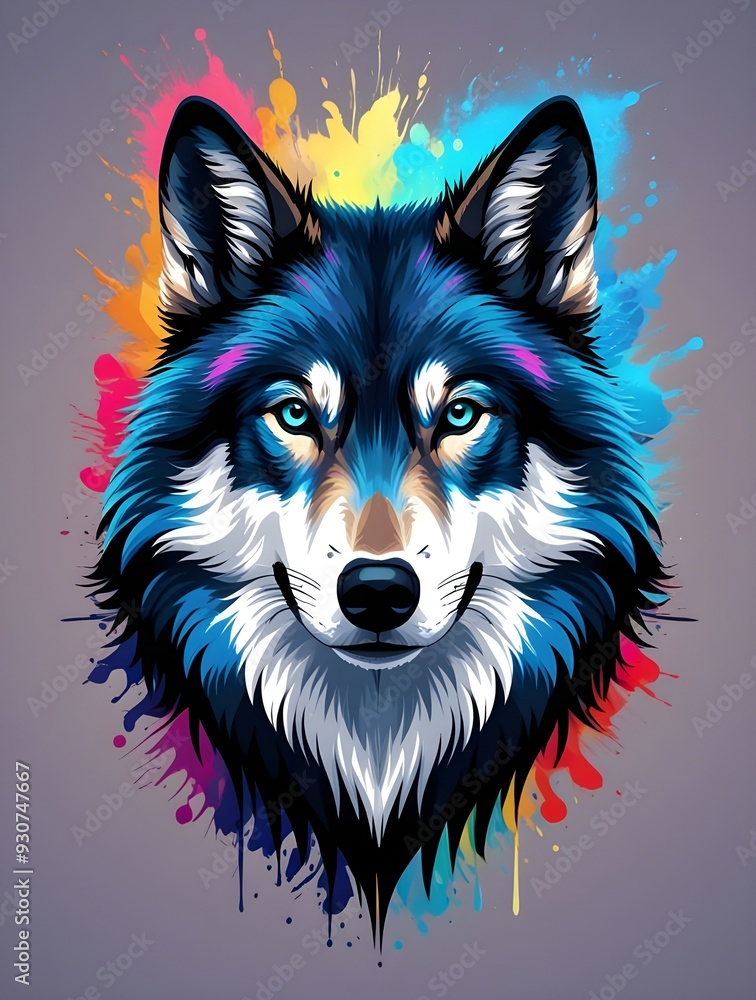 Wolf Nebulosa Galaxy T-Shirt Chest Design illustration Wolf Nebulosa Galaxy T-Shirt Chest Design illustration