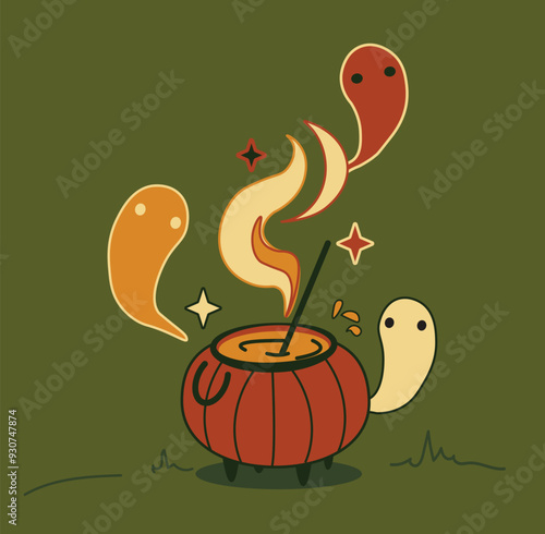 Halloween poster. Ghost theme. Vector illustration