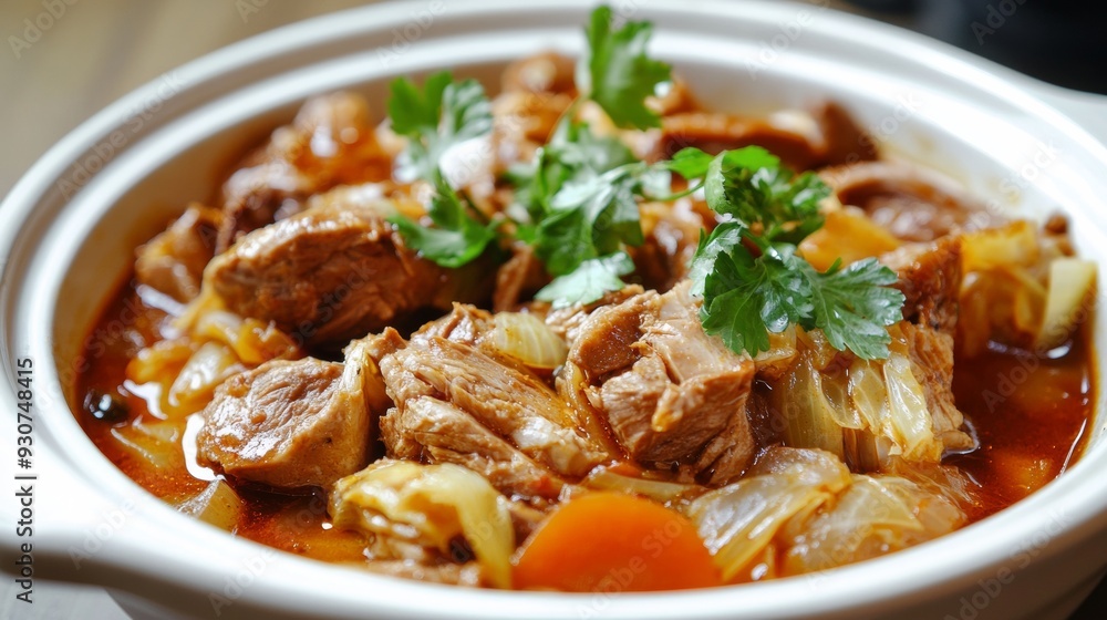 National cuisine of Australia: Braised cabbage with duck. National cuisine of Australia: Braised cabbage with duck.