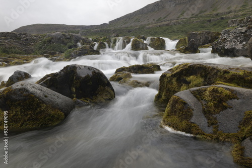 Dynjandi Waterfall with its neighbor Waterfalls, Iceland photo