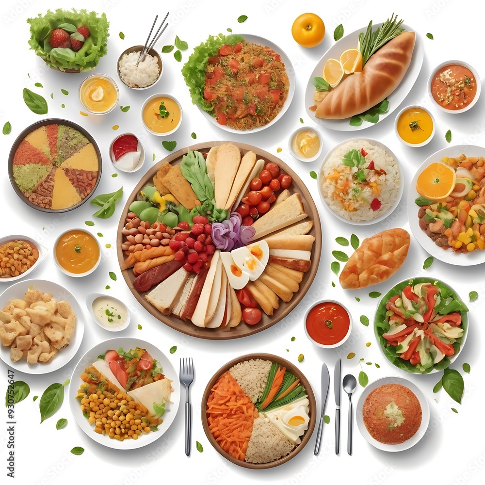 Food day decoration of meal, vegetables and fruits. Creative concept for healthy foods, fresh vegetables, fruit, with plate, food day celebration with attractive healthy food in white background Food day decoration of meal, vegetables and fruits. Creative concept for healthy foods, fresh vegetables, fruit, with plate, food day celebration with attractive healthy food in white background