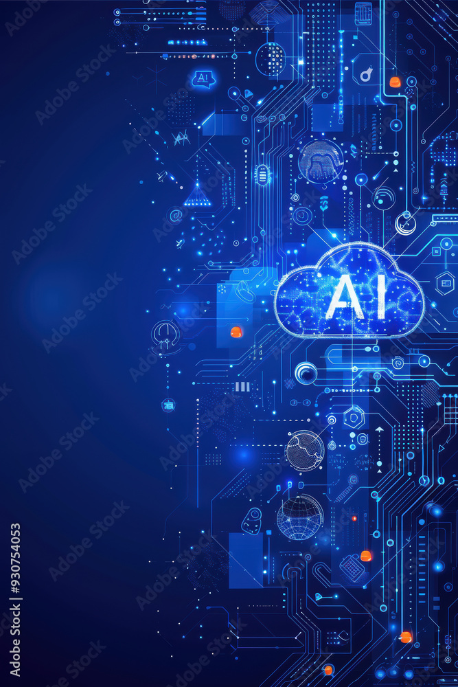 Dark Blue AI Circuit Background Dark Blue AI Circuit Background