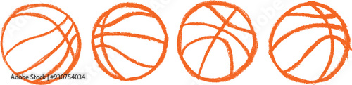 Basketball Chalk Crayon Drawing Icon Set