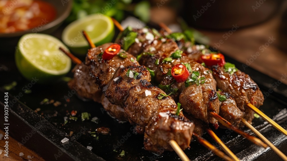 National cuisine of Australia: Crocodile meat on skewers. National cuisine of Australia: Crocodile meat on skewers.