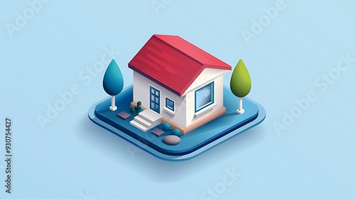 Professional isometric home realty logo vector image, classic property icon photo