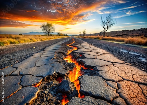 scorched earth worn asphalt photo