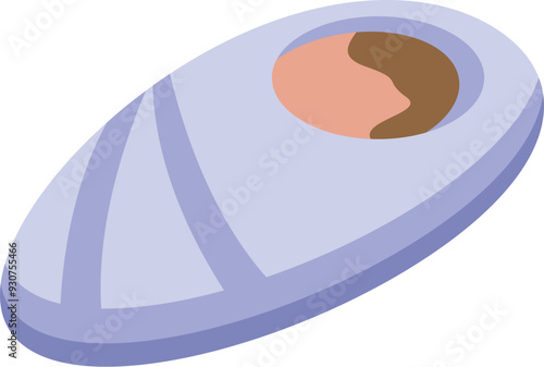 Baby lying in swaddled cloth icon, isometric style