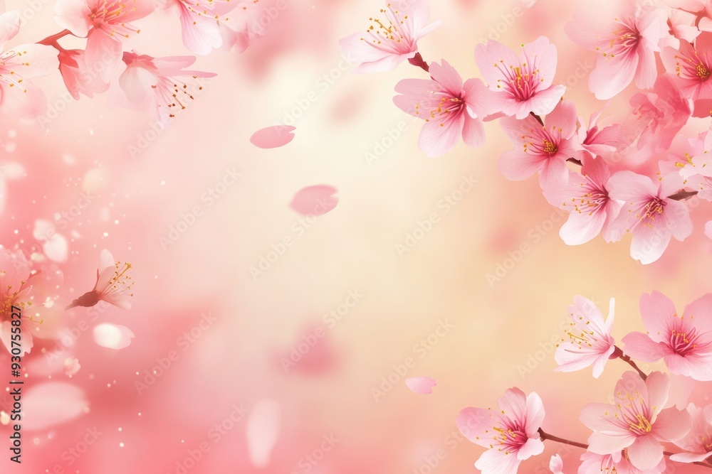 Cherry Blossom Overlay. Sakura and Pink Blossoms in Spring Celebration Background Cherry Blossom Overlay. Sakura and Pink Blossoms in Spring Celebration Background