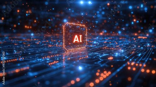 Inteligencia artificial como el centro de la tecnología mundial. Concepto de comunicación y desarrollo tecnológico.