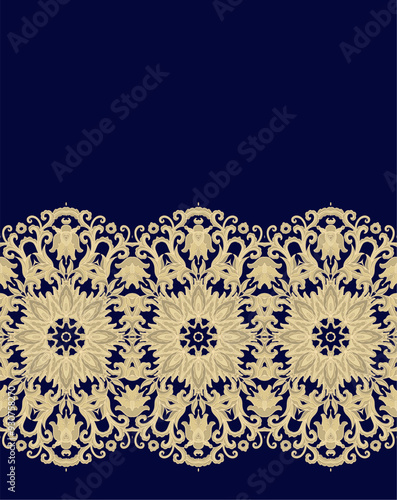 Golden  beige ornament, border vector pattern, ornamental laced design