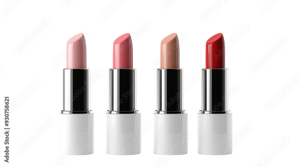 set of different colors lipsticks on transparent background, beauty makeup concept set of different colors lipsticks on transparent background, beauty makeup concept