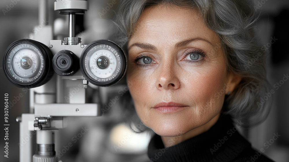 Mujer joven rubia en clínica oftalmológica recibiendo diagnóstico sobre problemas visuales. Concepto de salud visual oftalmológica. Mujer joven rubia en clínica oftalmológica recibiendo diagnóstico sobre problemas visuales. Concepto de salud visual oftalmológica.