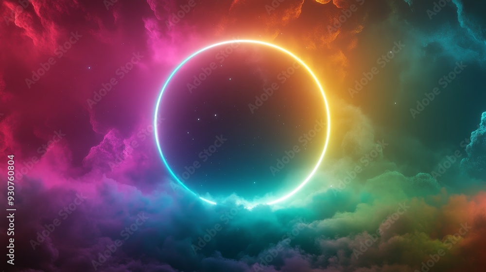 Colorful cosmic eclipse surrounded by vibrant Colorful cosmic eclipse surrounded by vibrant
