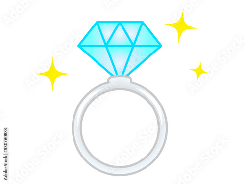 きらめくダイヤのついた結婚指輪のイラスト素材
