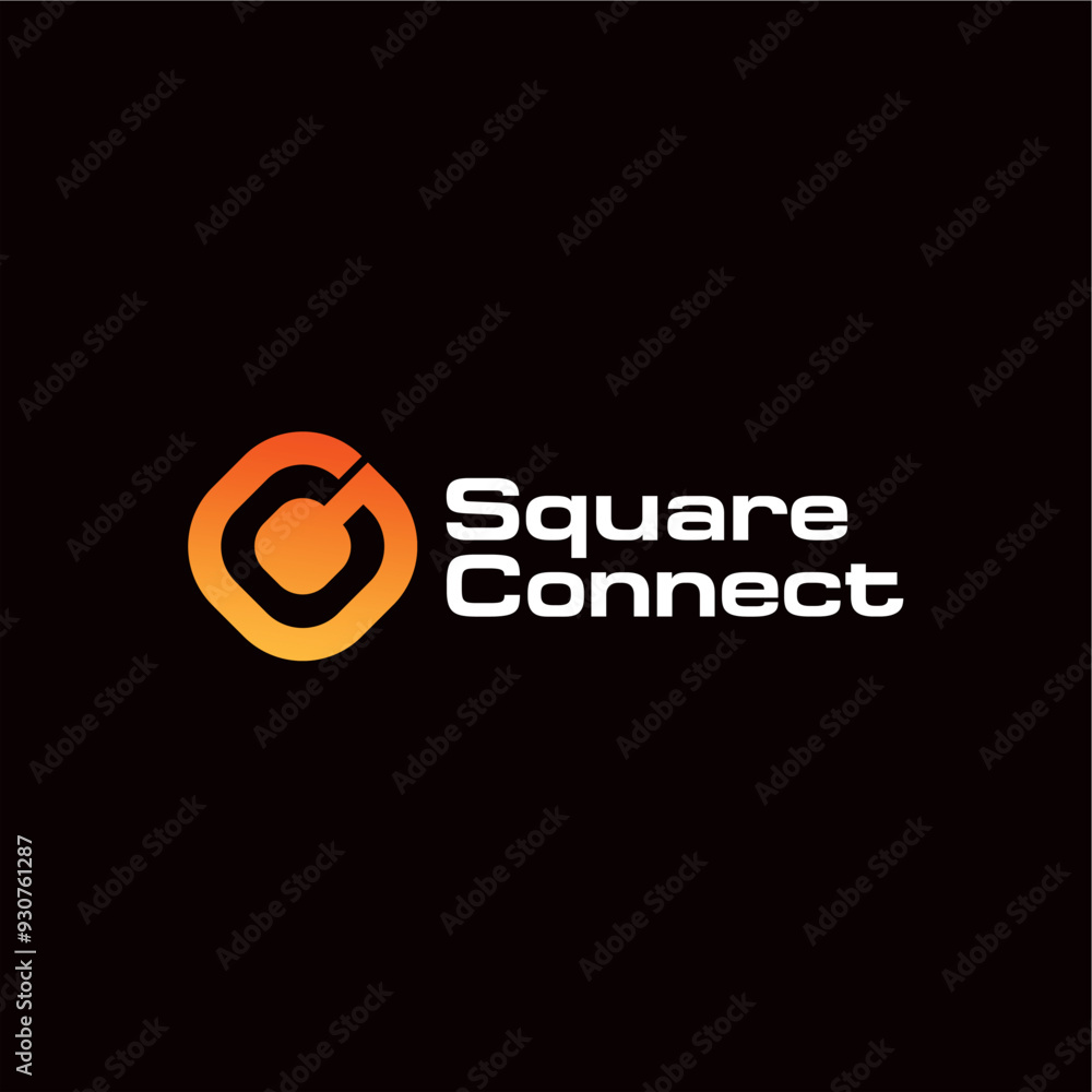Obraz premium Square connect innovative logo design vector template editable 