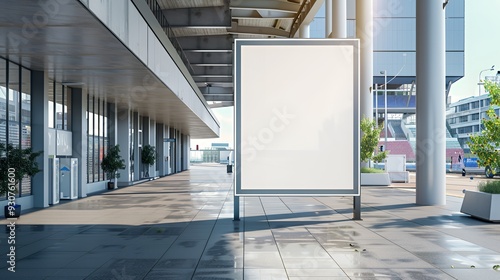 Wallpaper Mural A blank advertising board in a modern urban setting, surrounded by buildings and greenery. Torontodigital.ca