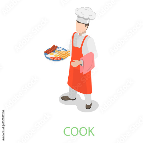 3D Isometric Flat Vector Illustration of English Grammar, Verbs Memorizing. Item 2