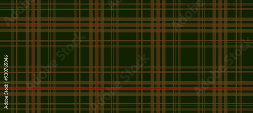 Dark green and brown plaid fabric texture background