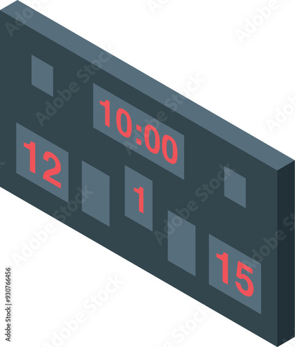 Basketball scoreboard showing the time and score of a game