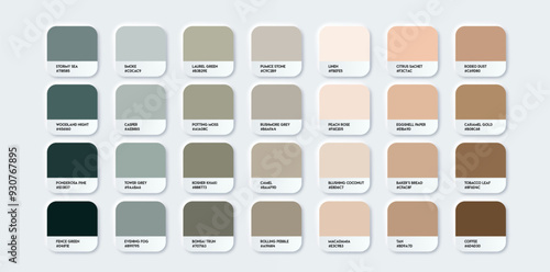 Neutral pastel color palette set in rgb hex. Soft color catalog. Multicolor palette for your design