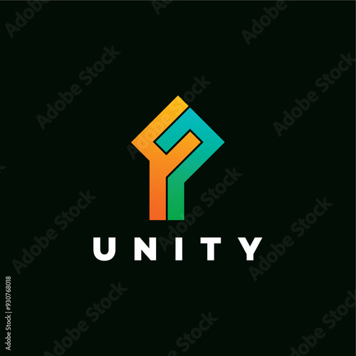 Unity gematric logo design vector template editable  photo