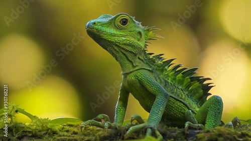 Wallpaper Mural close up bright bright color lizard on tree, Torontodigital.ca