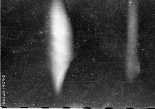 Real scanning of blank black and white film. Exposed film frames. Film background.