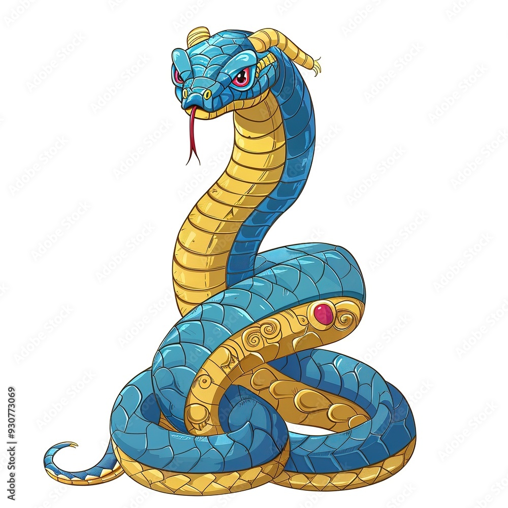 Fototapeta premium Cobra Healer Occupation fantasy animal cartoon isolated whitebackground