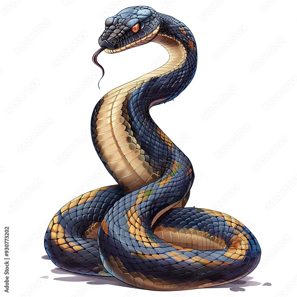 Fototapeta premium Cobra king fantasy animal cartoon isolated whitebackground