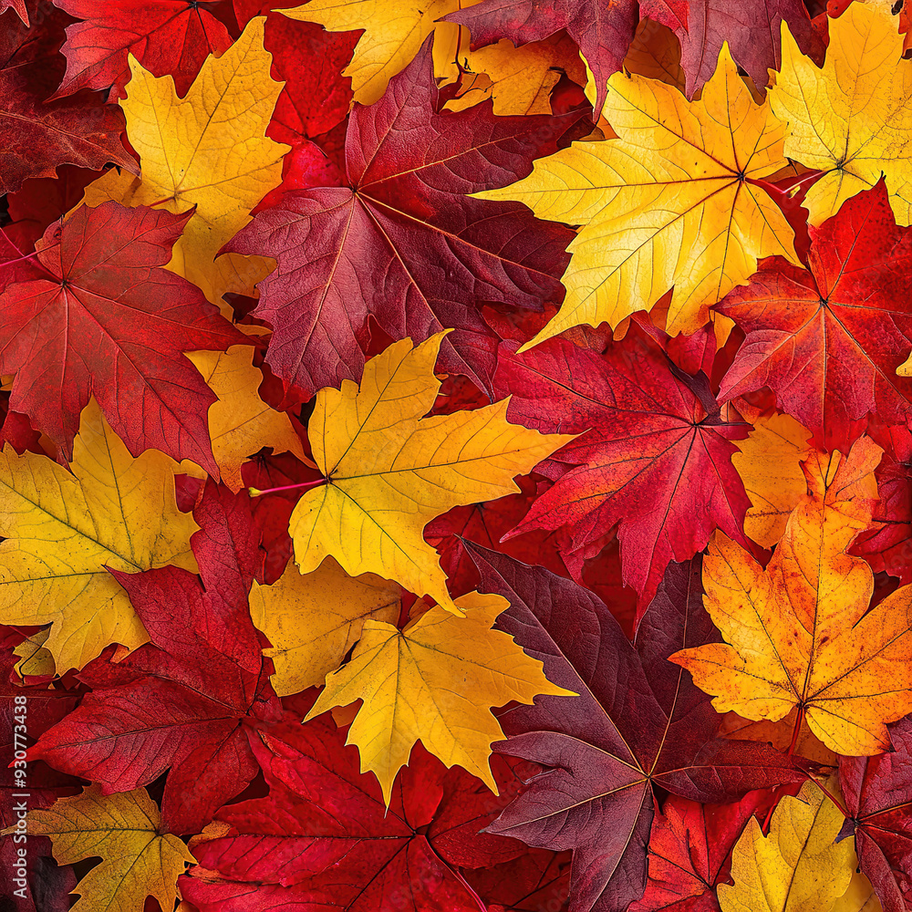 Vibrant autumn maple leaves cover the ground in various colors. Vibrant autumn maple leaves cover the ground in various colors.