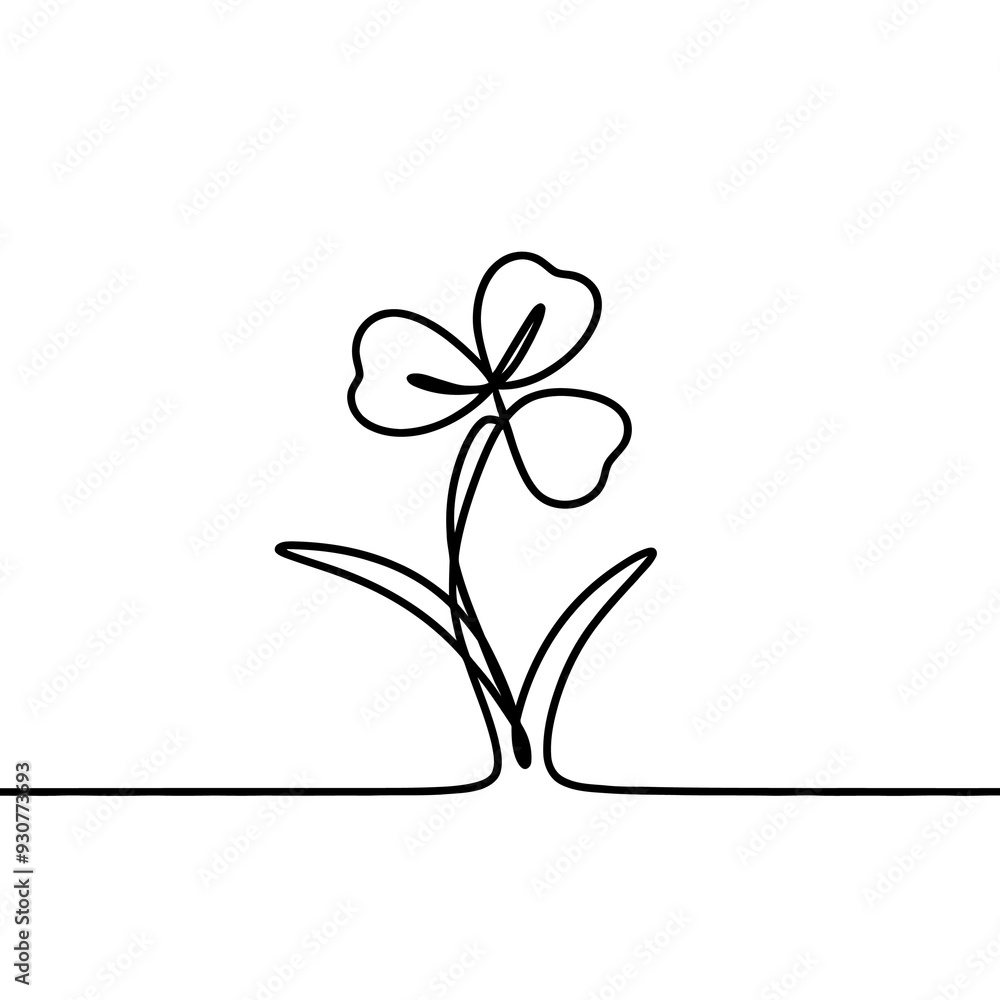 linear drawing of clover leaves. linear drawing of clover leaves.