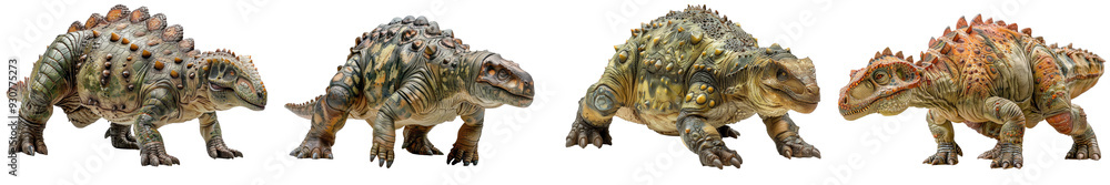 Fototapeta premium A high-quality image of an Ankylosaurus, emphasizing its armored body and tail club.