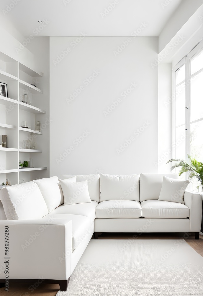 Fototapeta premium white sofa in a white living room interior
