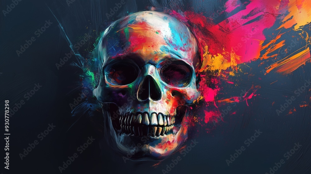 Abstract Skull with Flowing Paint Effects in Vivid Colors, Surreal and Modern Art Style Abstract Skull with Flowing Paint Effects in Vivid Colors, Surreal and Modern Art Style
