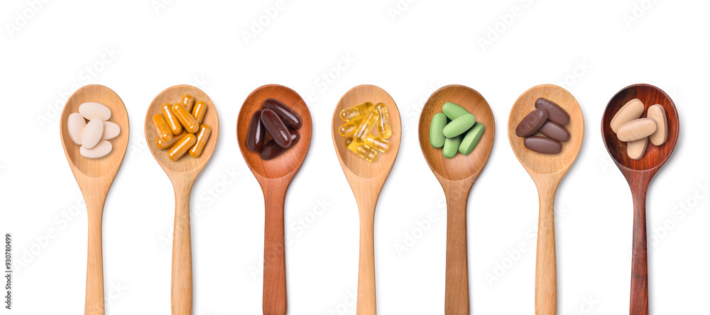 Assorted Dietary Supplements on Wooden Spoons
وصف: A high-quality image of seven wooden spoons lined up in a row, each holding a different type of dietary supplement or vitamin. The assortment includ Assorted Dietary Supplements on Wooden Spoons
وصف: A high-quality image of seven wooden spoons lined up in a row, each holding a different type of dietary supplement or vitamin. The assortment includ