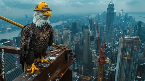  construction background with eagle  photo