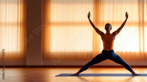 A dedicated individual practicing yoga in a serene space, illuminated by warm sunlight, enhancing focus and balance.