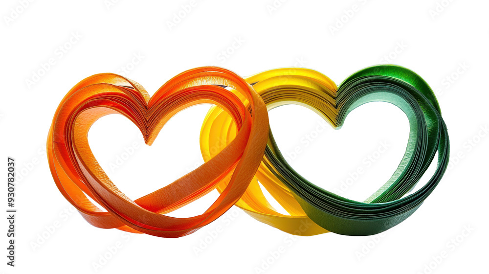 Naklejka premium Colorful paper quilling hearts intertwined