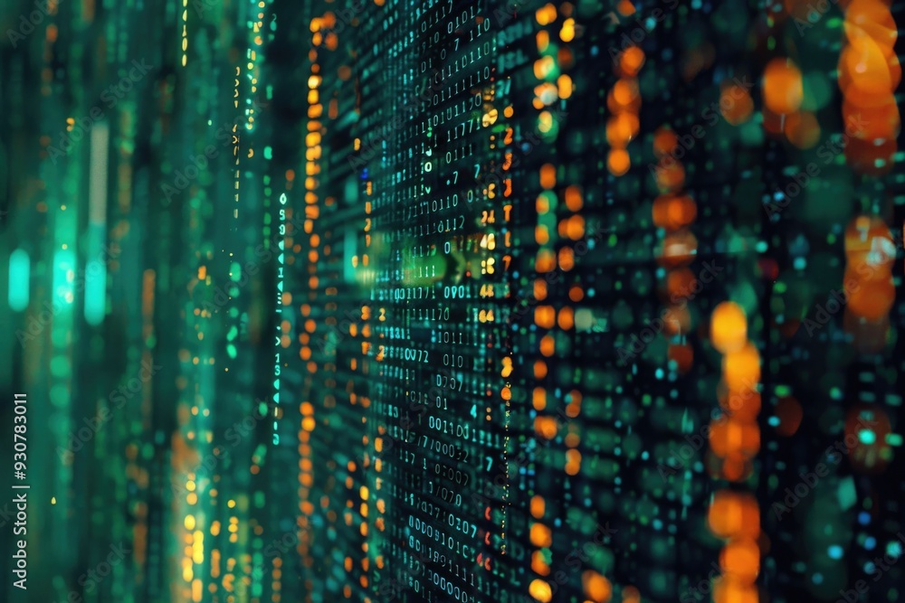 A close-up shot of a wall covered in numerical digits, great for uses where data visualization is key A close-up shot of a wall covered in numerical digits, great for uses where data visualization is key