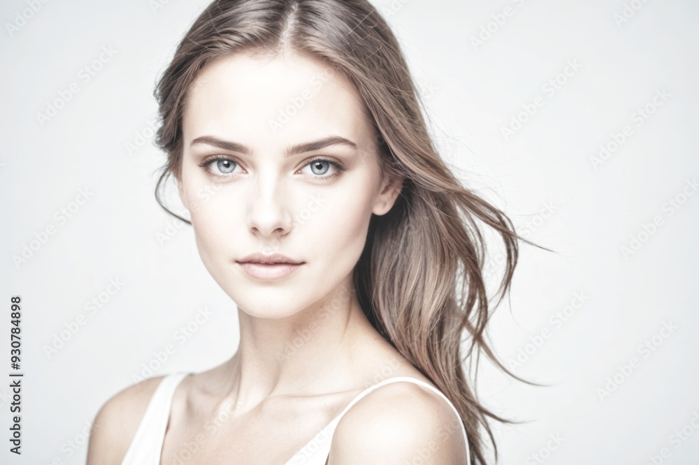 High key portrait of young beautiful woman on clolr background High key portrait of young beautiful woman on clolr background