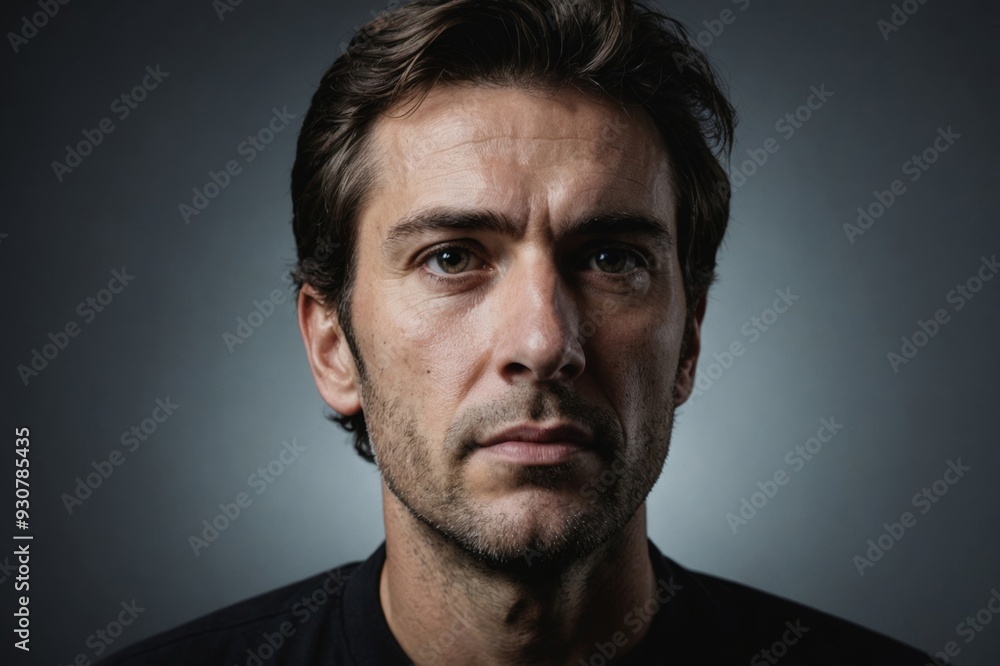 Obraz premium Isolated thinking man face looking up