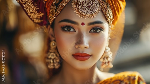 Close-up Portrait of a Woman in Traditional Indian Attire