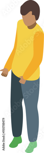 Teenager boy standing isometric character illustration