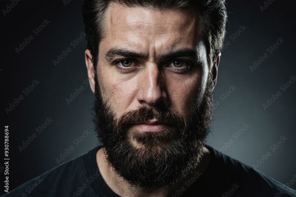 Obraz premium Close-up portrait of a brutal bearded man