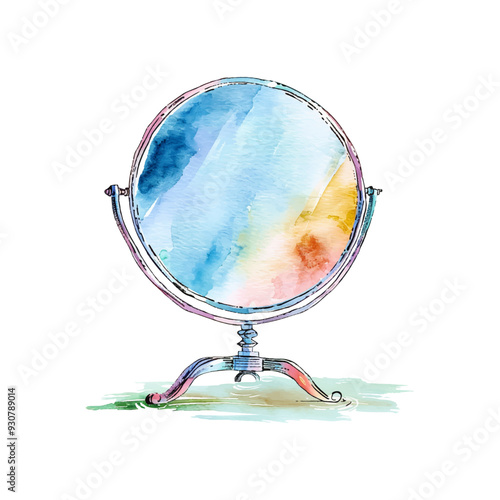 mirror vector illustration in watercolor style