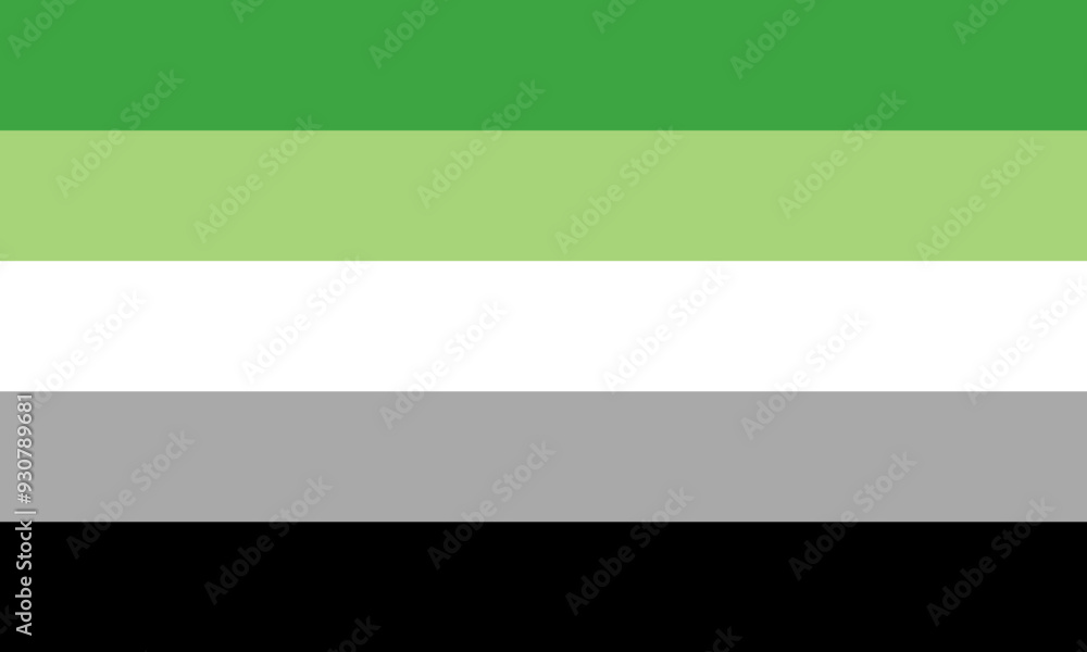 Aromantic Pride Flags, LGBT flag, Green for aromantic spectrum, white for platonic love and friendship, grey and black for sexuality spectrum Aromantic Pride Flags, LGBT flag, Green for aromantic spectrum, white for platonic love and friendship, grey and black for sexuality spectrum
