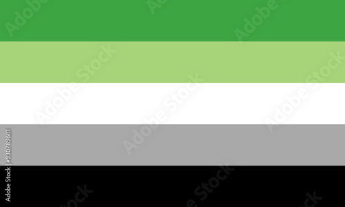 Aromantic Pride Flags, LGBT flag, 	Green for aromantic spectrum, white for platonic love and friendship, grey and black for sexuality spectrum