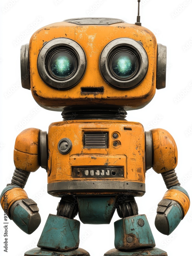 Fototapeta premium Retro-Style Robot with Worn Paint