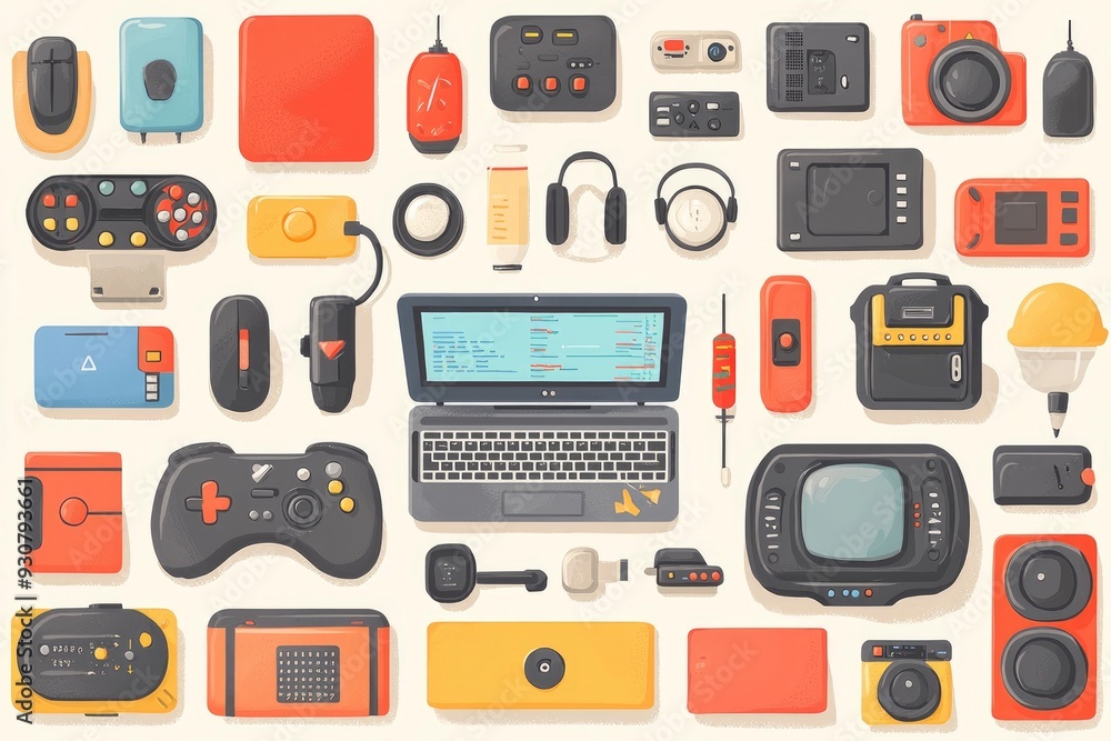 Retro Gadgets and Tech Icons Collection Retro Gadgets and Tech Icons Collection