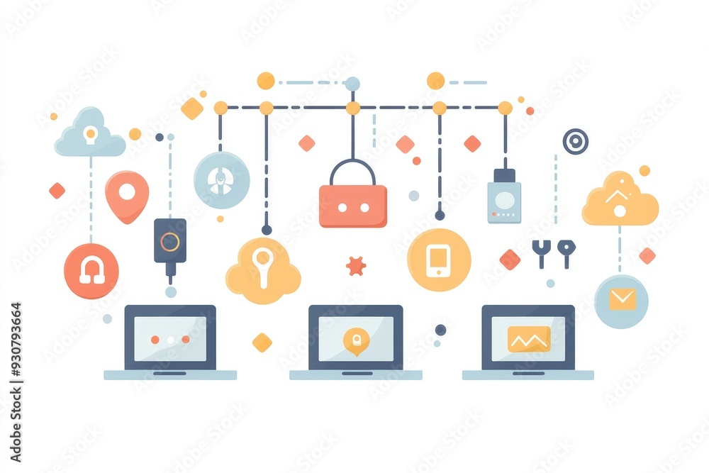 Connected Devices and Cloud Computing Illustration Connected Devices and Cloud Computing Illustration